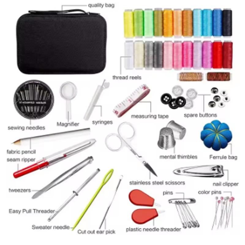 Sewing Kit Complete Set with Threads Needles Scissors Tape Measure Buttons and More for DIY Handcraft Projects Home and Travel