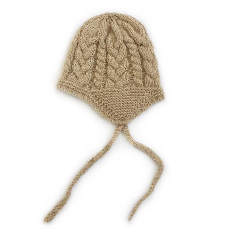 Cappello a Cuffia con Pompon in Stile Coreano 'Cat Brother' Personalizzato per Bambini e Bambine - Caldo Cappello Invernale in Lana Retrò