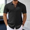 Herren Leichte Luxus Button-down Freizeit Strickpolohemd Beliebt Retro Einfarbig Kurzarm Schick Mode Jacquard Strickware
