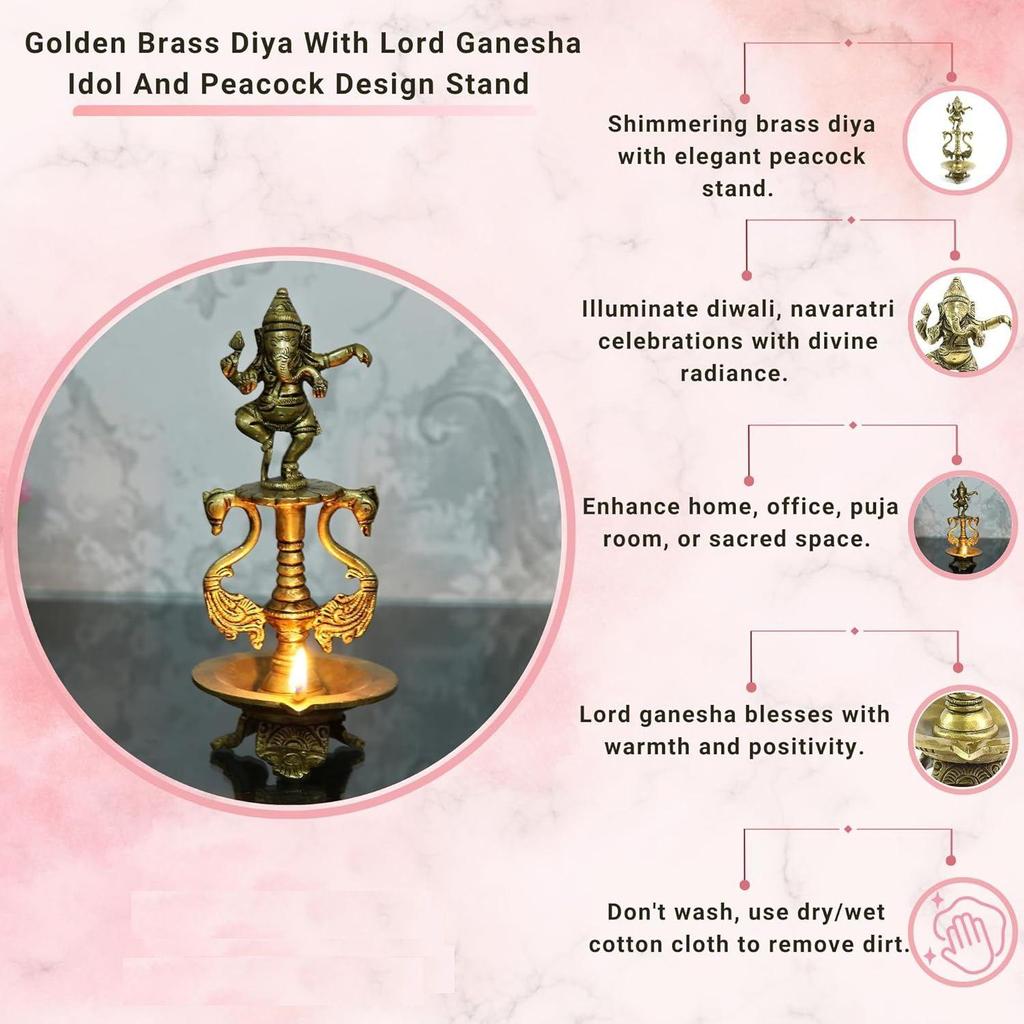 Lord Ganesha Deepak Mässing Oljeflamma Diya Ställ