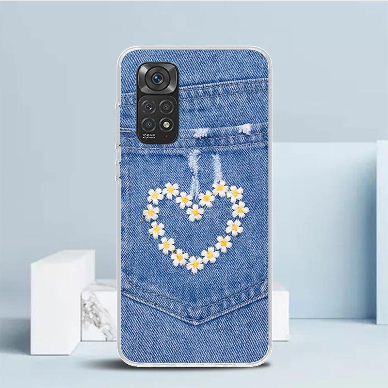 Jeans Cowboy Denim Printed Phone Case For Xiaomi Redmi Note 15 14 14S 13 12S 12 Pro Plus 11S 11 11T 11E 10S 10 + Soft TPU Back C