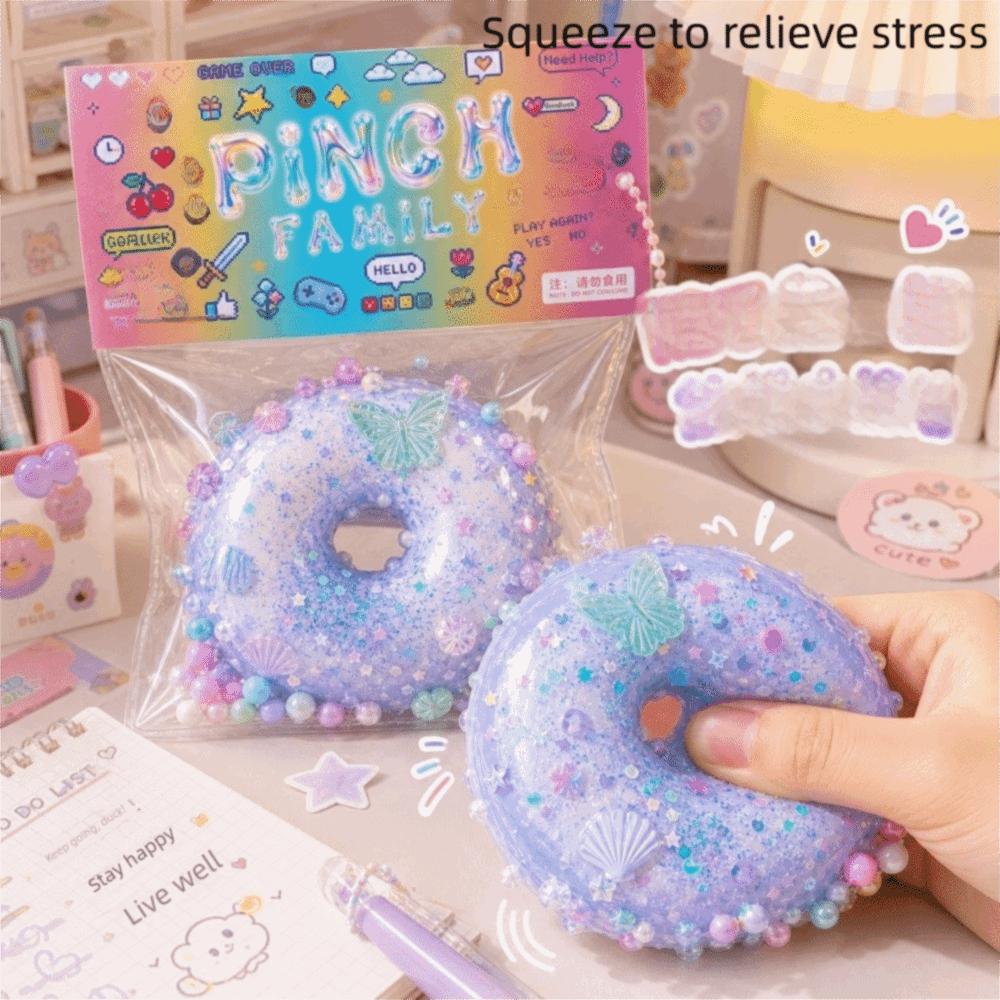 Slow Rebound Cake Squeeze Toys Soft Sticky Doughnut Squishy Toy Doughnut Fidget Toy Desktop