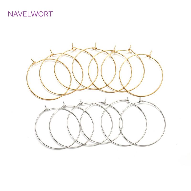 14K Gold/Rhodium Plated Big Circle Ear Wire Hoops Earrings For Women,High Quality Brass Metal Round Earring Fittings Wholesale