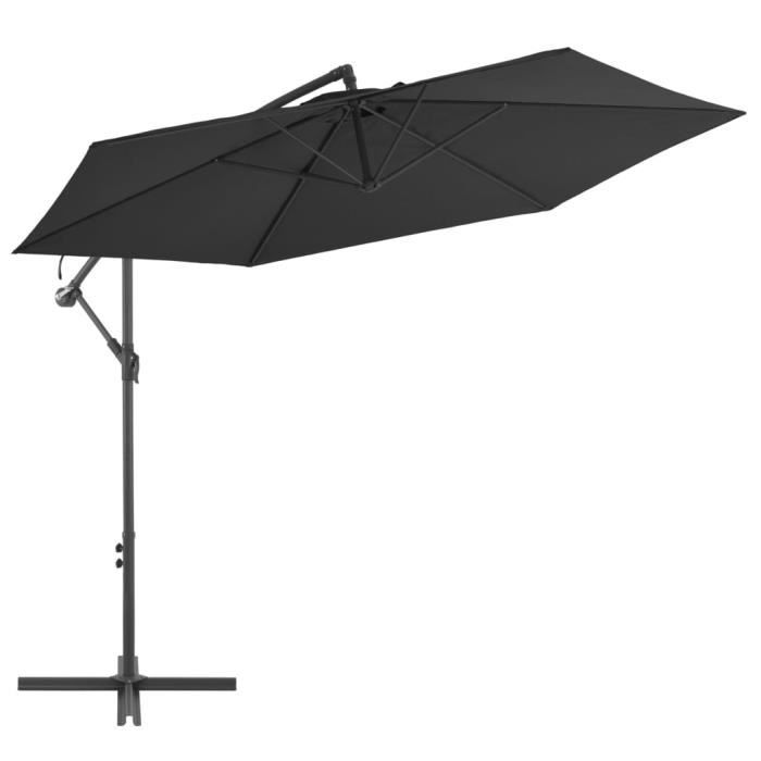 Parasol d'Extérieur - VIDAXL - Mât Déporté - Noir - 300 cm - Protection UV