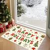 Non-Slip Flannel Doormat Suitable for Entrance, Machine Washable Thick Sponge with Candy Cane & Christmas Tree Patterns, Soft Floor Suitable for Chris