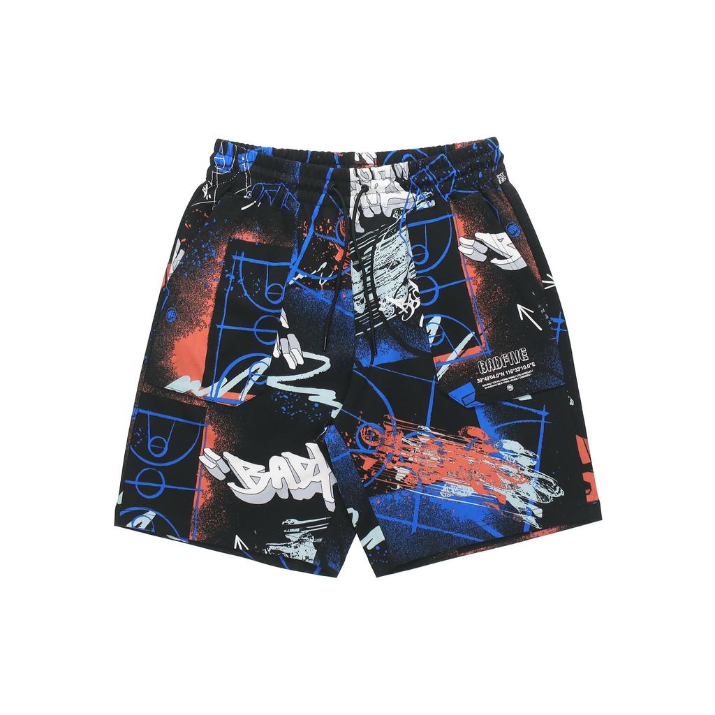 Li Ning Badfive Sports Basketball Series Theme All Over Print Loose Knit Shorts Men Shorts Colorful-Camouflage AKSR155-3