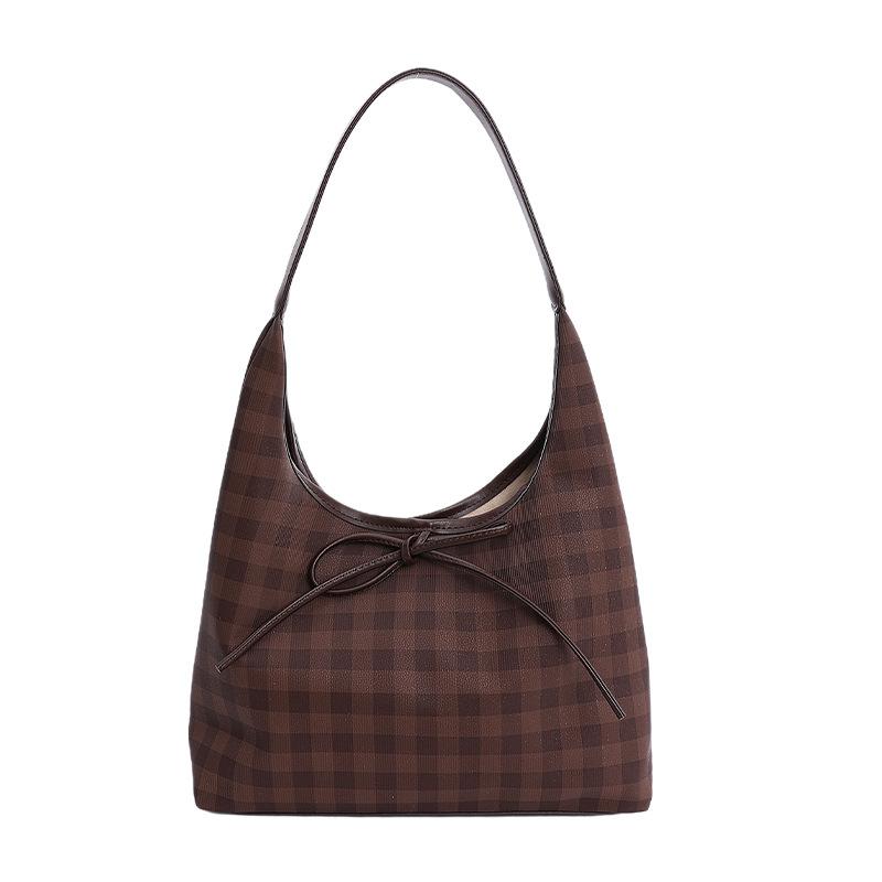 Niche Plaid Retro Tote Bag Women's 2025 New Versatile Temperament Underarm Bag Commuter Fashion Shoulder Bag