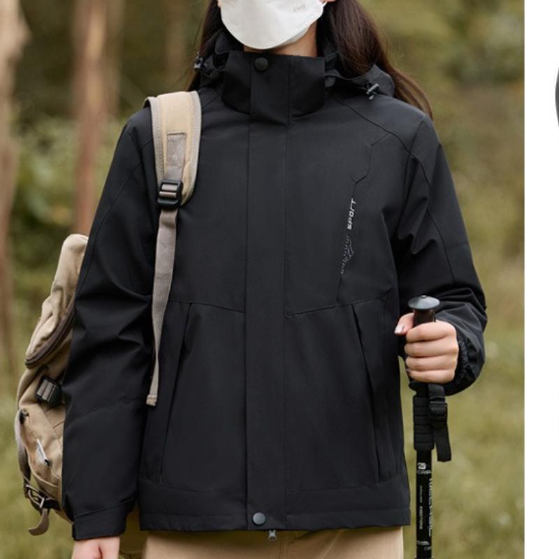 Three-in-one Two-piece Set with Velvet and Thickened Outdoor Double-layer Jacket with Removable Lining for Autumn and Winter