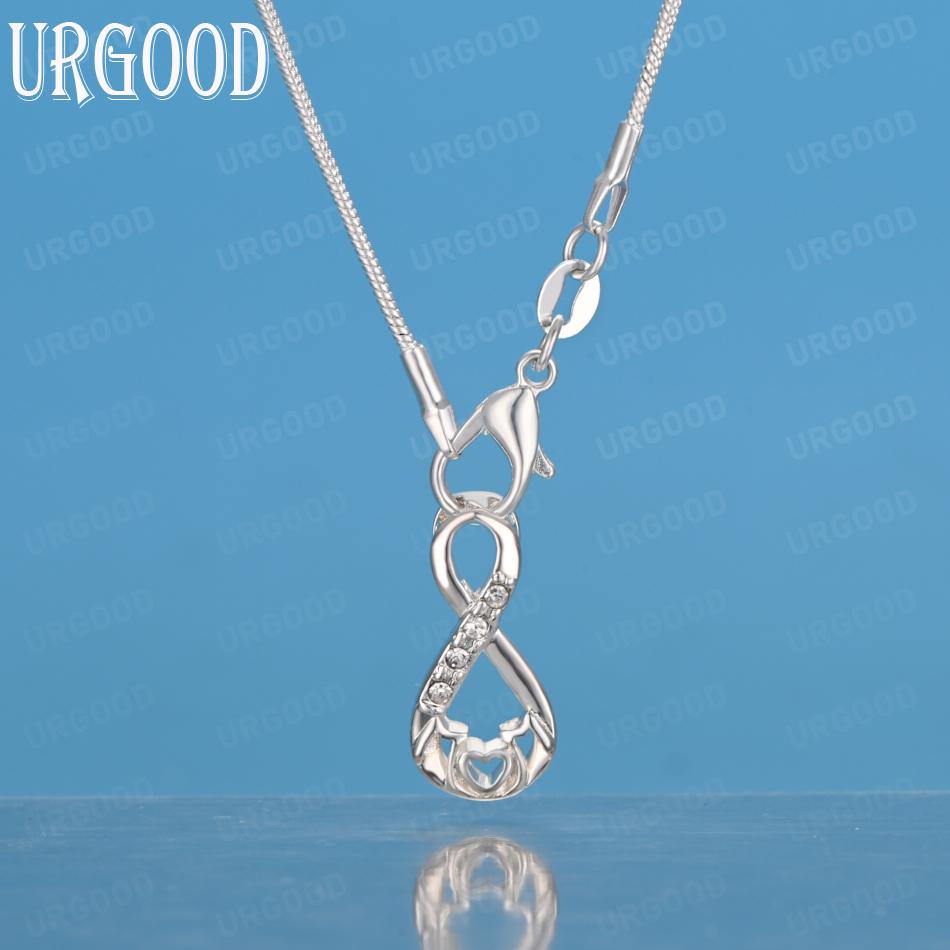 925 Sterling Silver Figure Eight Shape AAA Zircon Necklace Fashion Jewelry