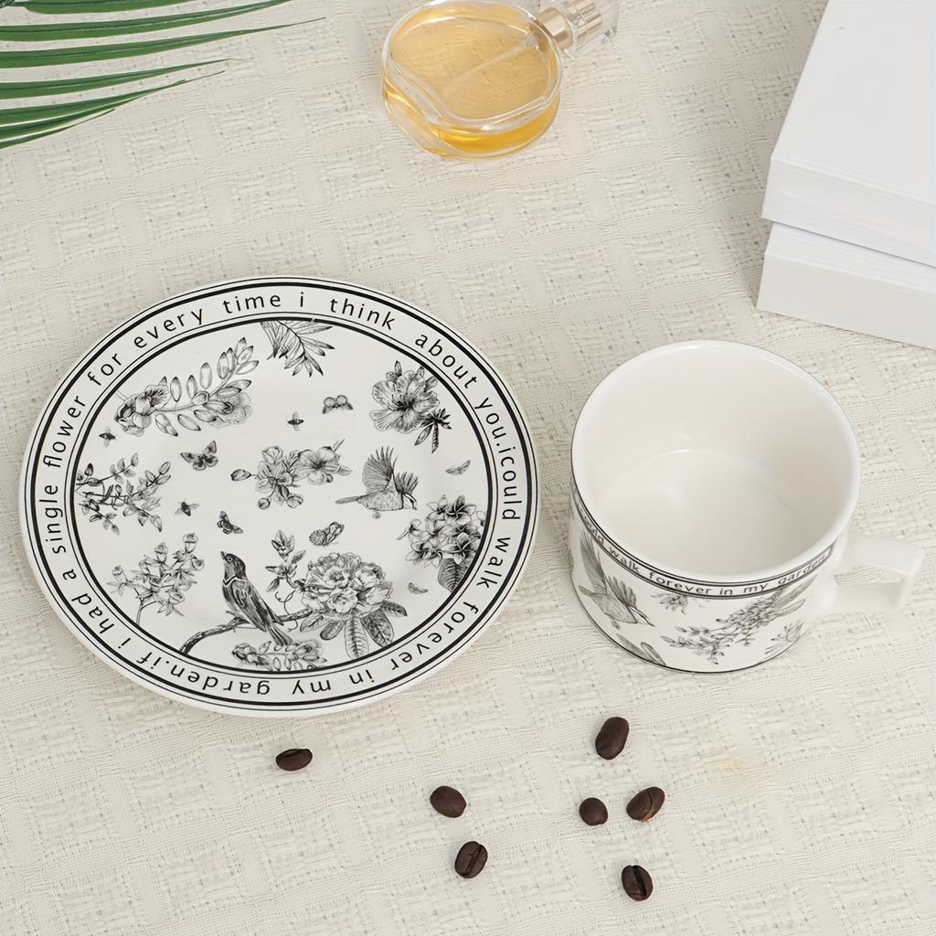 1 Set Pinellia Retro Coffee Cup Cappuccino Cup, Coffee Cup, White Tea Cup Set, British Coffee Cup,porcelain Tea Set, Latte Cup