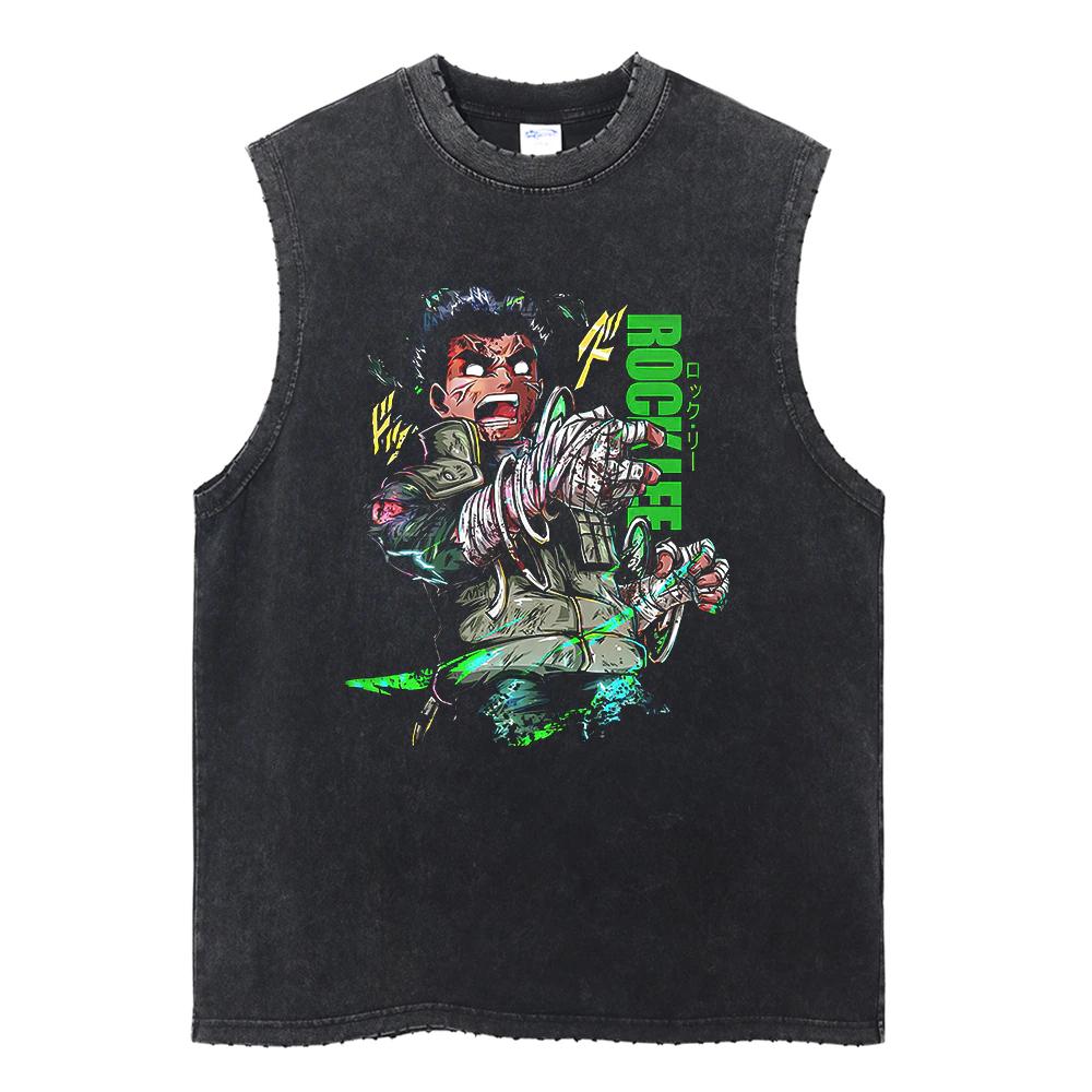 Summer Anime Print Vintage Washed Vest for Street Casual Trendy Sleeveless Summer Selling Loose Fit Unisex Harajuku Y2K