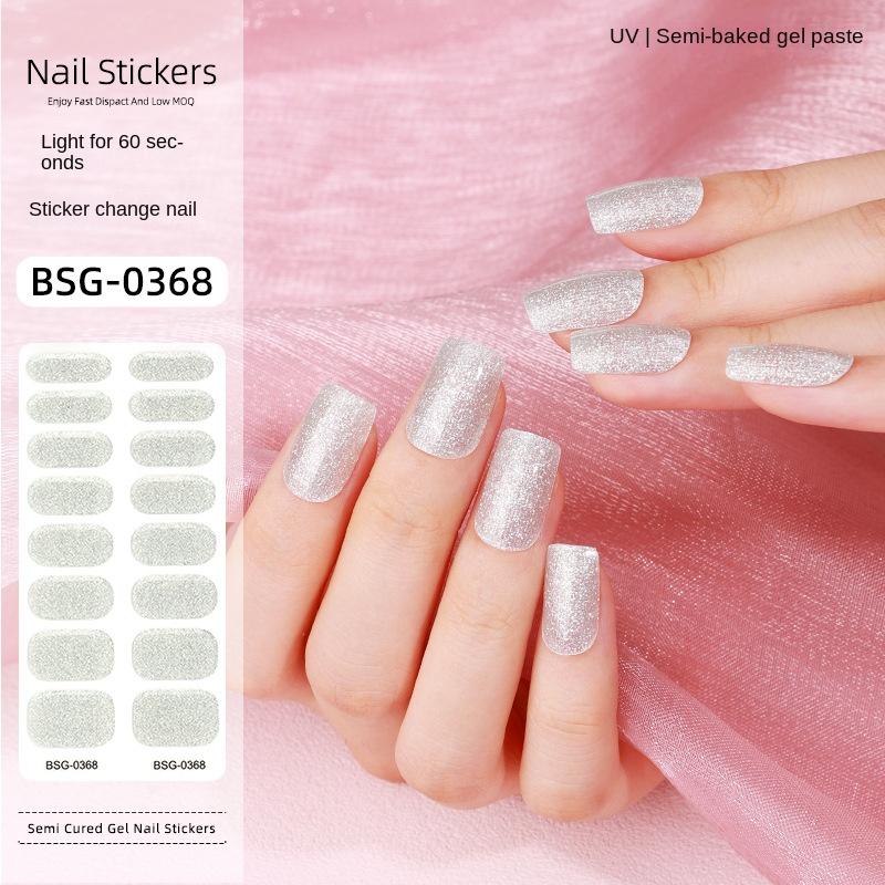 

Французский однотонный гель-маникюр наклейки зеленый лук порошок УФ полуотверждаемые наклейки для ногтей 3D BSG-0368