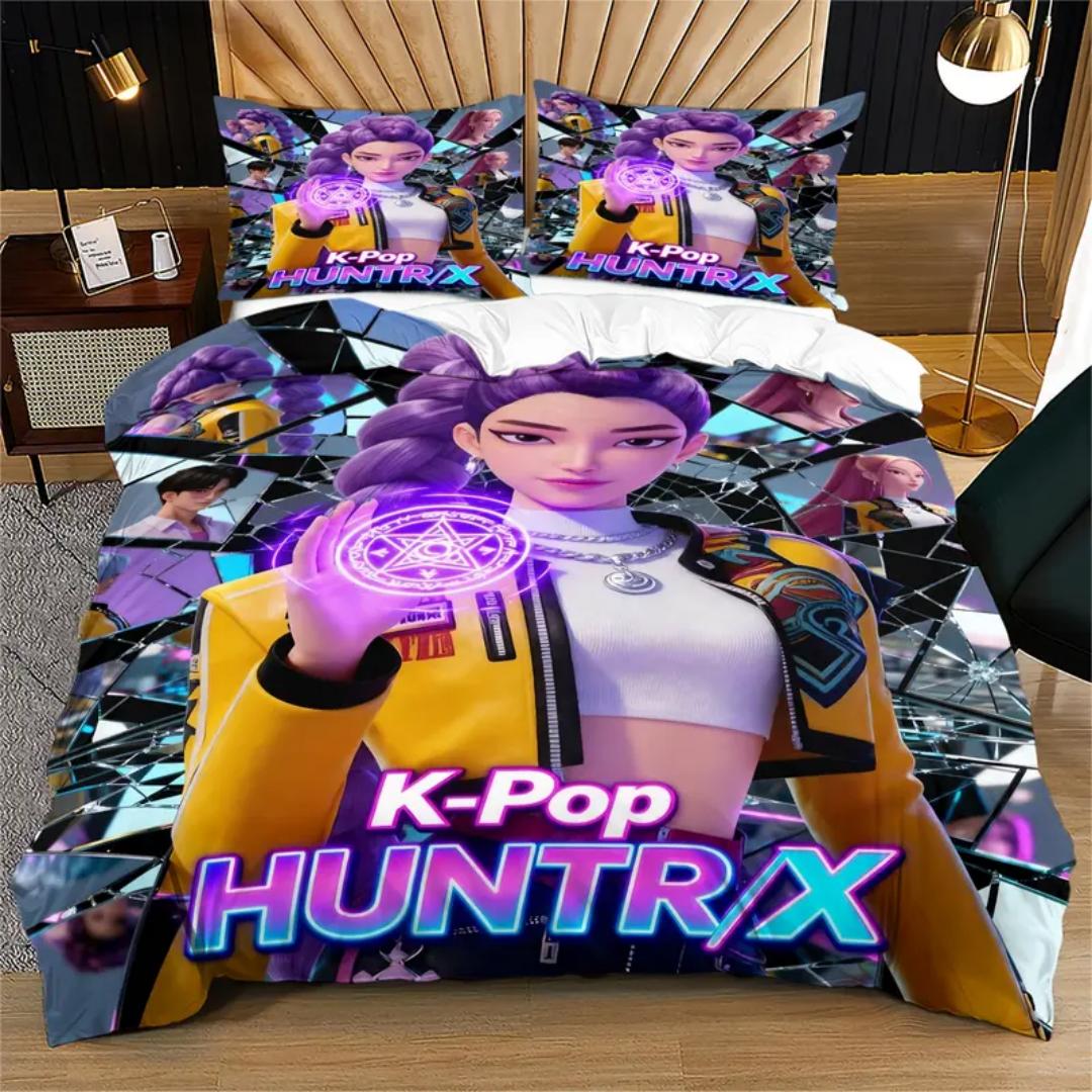 

K-поп D-охотники на демонов Постельное белье Односпальный Хэллоуин Костюм Постельное белье - Наборы из 2-3 предметов Одеяло Стеганое одеяло Пододеяльник Наволочки US Twin(172x218cm)