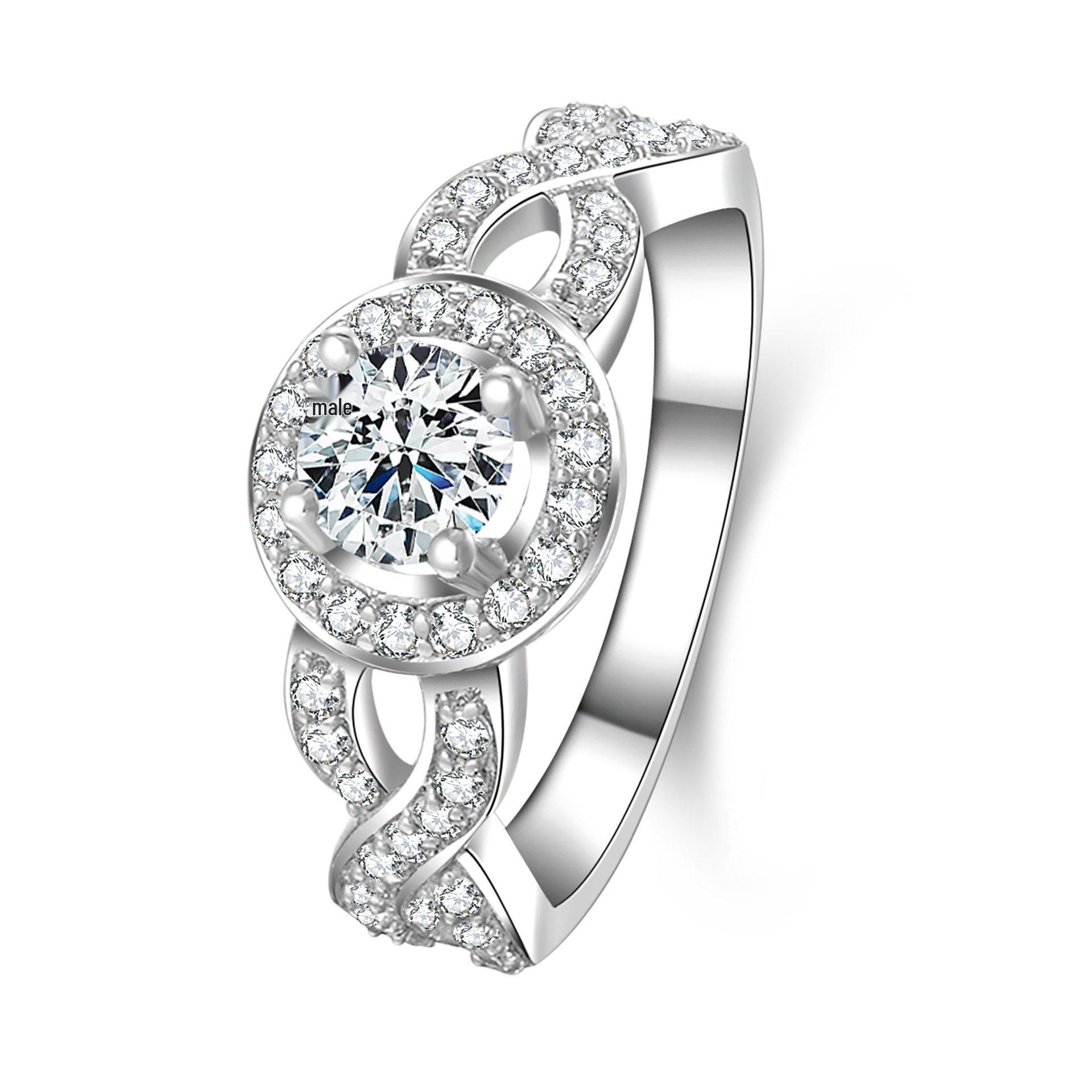 

Двошарове кільце з діамантами у формі серця: Жіночий модний універсальний аксесуар Size 5