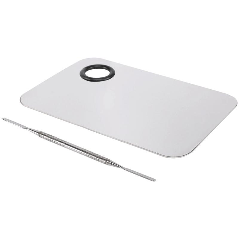 A04V Professional Makeup Palette Tray Mixed Make Up Stainless Steel Liquid Foundation Palette Watercolor Art Makeup Tools