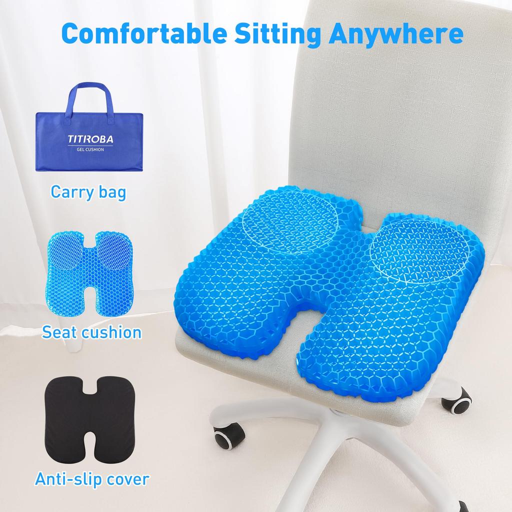 TITIROBA Gel Zero Honeycomb Flott for Respekt for Eldre Arbeid Hjemmefra Trekk 22FC018 Pute, Ergonomisk, Tyngdekraft, Struktur, Ikke-Klam, Dag,