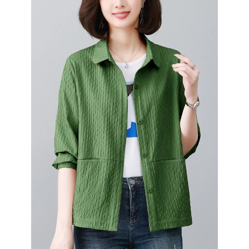 

Casual Thin Jacket for Women Spring Autumn 2025 New Middle-aged Elderly Mothers Long-sleeved Tops Shirt XL
