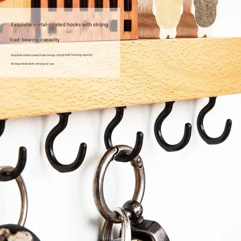User Friendly Wood Key Hanger Damage Release Wall Hook Organizers Key Hangers For Entryway Living Room Storage