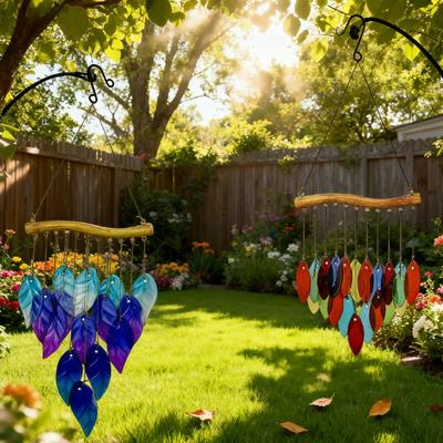 Heißgeschmolzene Buntglas-Windspiele Satte Farben Fisch Blätter Muster Heim Hof Garten Hängende Dekorationen Einweihungsgeschenke