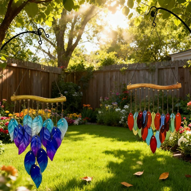 Heißgeschmolzene Buntglas-Windspiele Satte Farben Fisch Blätter Muster Heim Hof Garten Hängende Dekorationen Einweihungsgeschenke