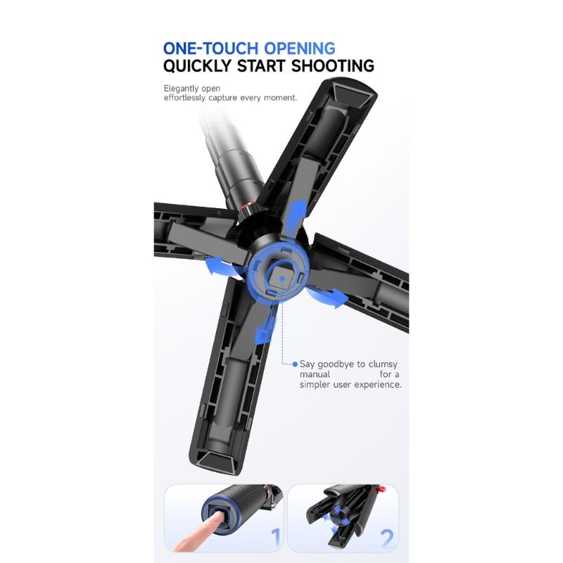 Wireless Remote Operated Selfie Stick Desk Tripod Featuring Quick Open Button and Six Section Extendable Design