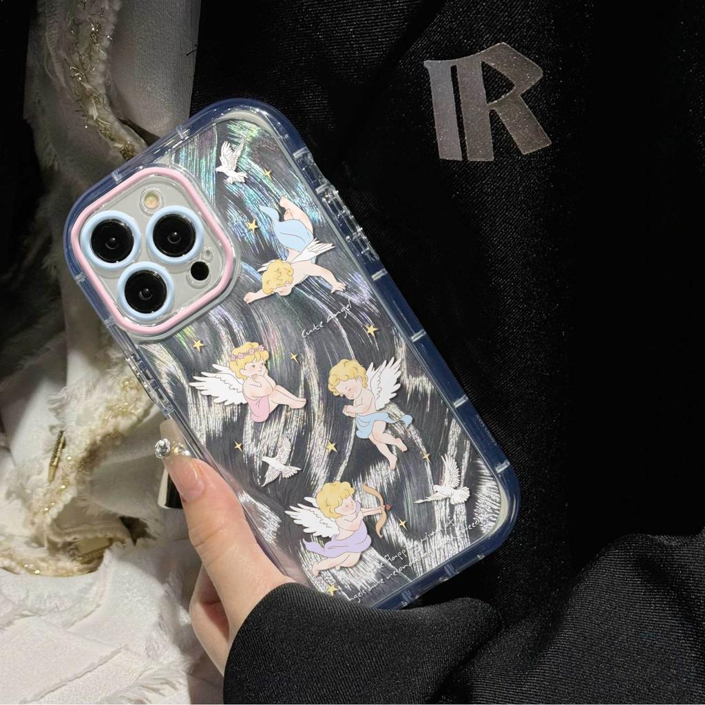 Cute angel wings for apple 16promax mobile phone case iphone15plus feather cream 14/13