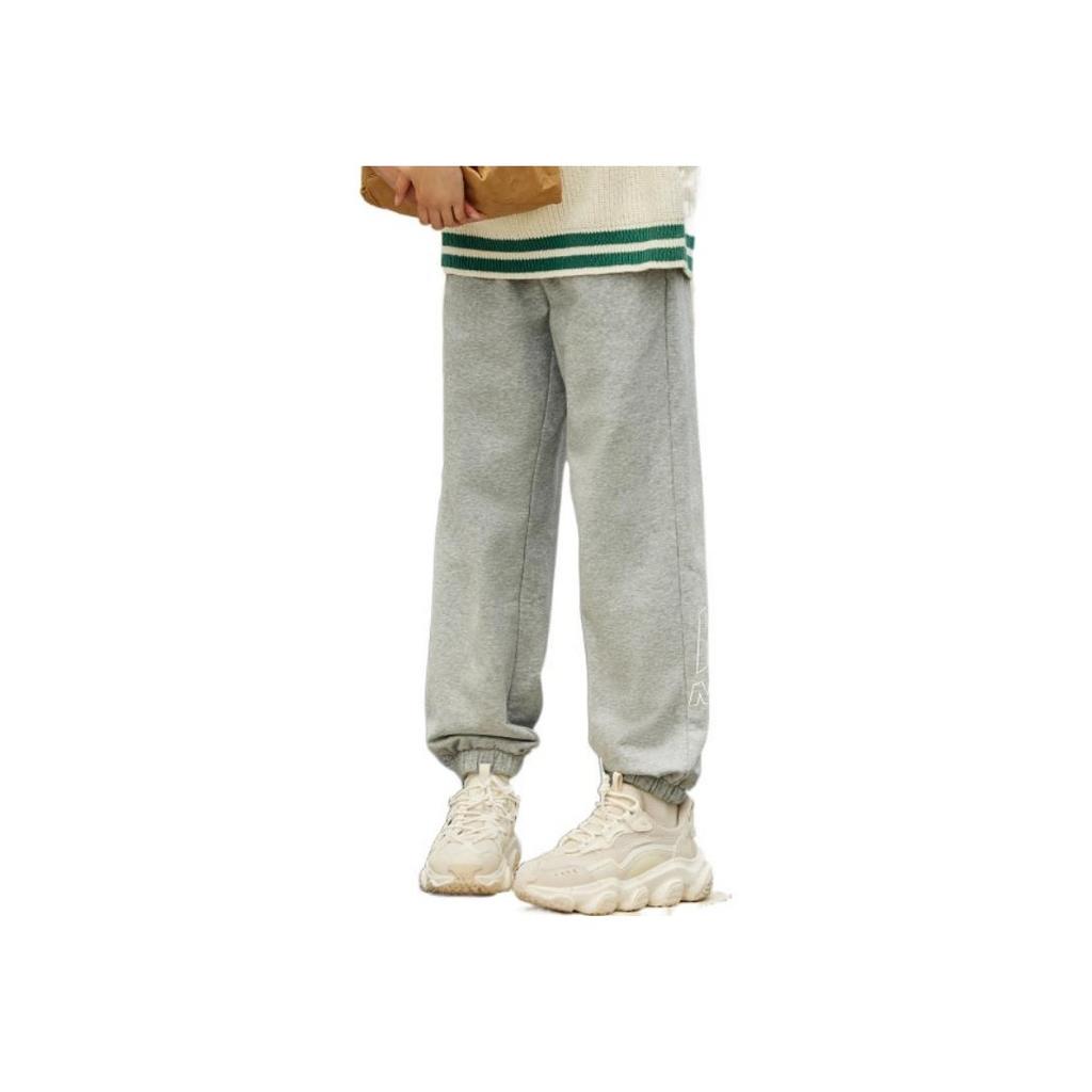 Anta Solid Color Logo Print Sweatpants Women Bottoms Gray 162238317-2