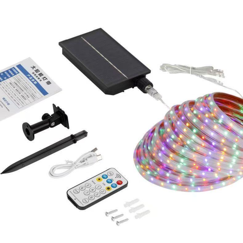 Color-Changing Solar LED Strip Light: Outdoor Waterproof, Super Bright, for Ceiling or Living Room Use