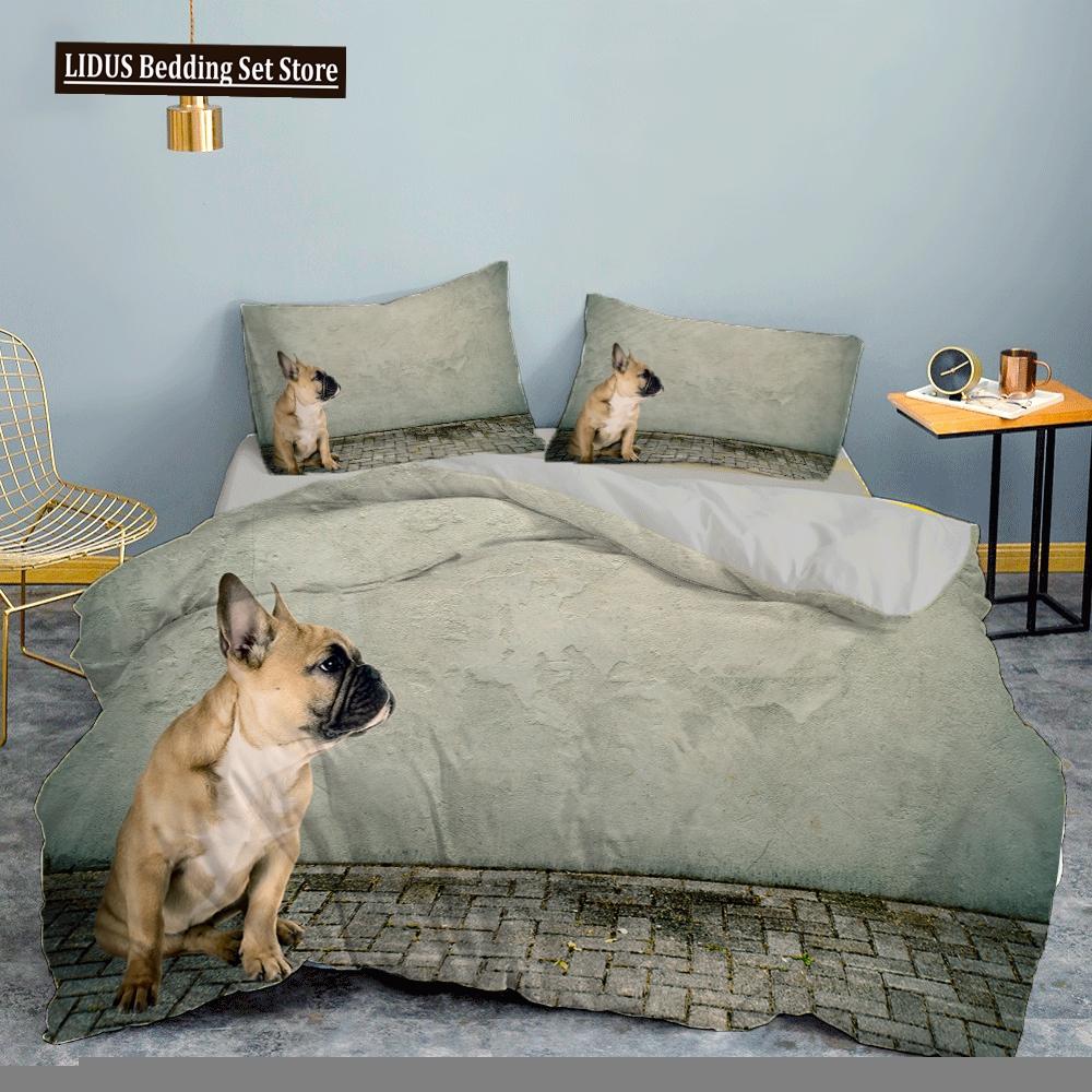 English Bulldog Duvet Cover Puppy Resting On A Sofa Funny Animal Photography Canine Decorative Seal Brown White Brown For Adults