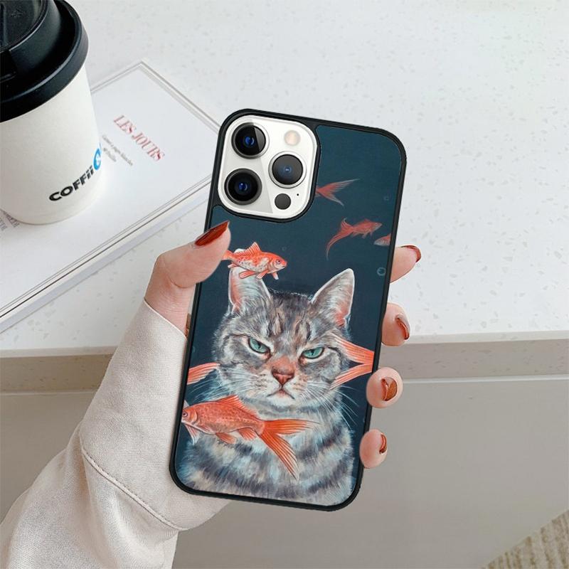Funny Cartoon Cat Phone Case For iPhone 17 Air 16 Pro Max 15 14 Plus 12 13 Shell Cover Coque