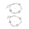 Stylish Bracelet with Heart Shaped Flower Imitation Pearls Wrist Jewelry Adjustable Size Perfect for Daily Wear