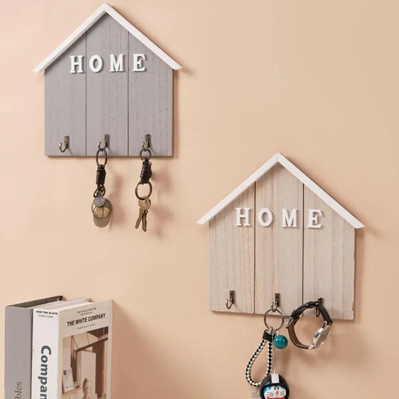 Nordic Style Solid Wood Hooks A Row Of Creative Entrance Clothes Hooks Home Wall Keys Storage Boxes Wall Hooks YLE201