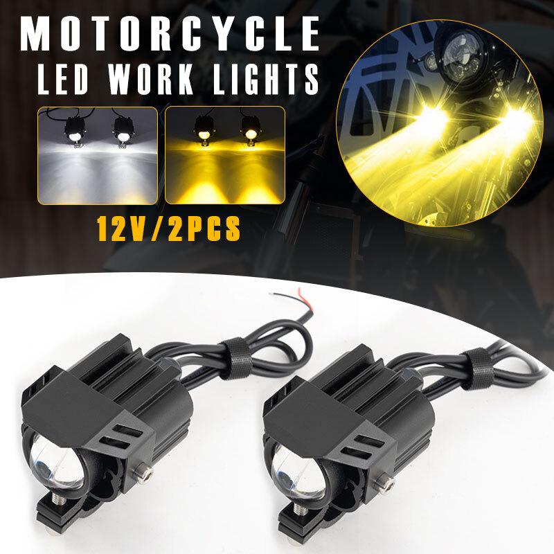 90W LED Motorcycle Headlight Yellow White Hi/Lo Spot Light Driving Fog Lamp Pair
