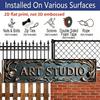 2D Flat Decorative Signs and Plaques, Retro "ART STUDIO” Metal Signs, Aluminum Decorative Wall Signs, Size 15.7X3.9 Inches, Pre-drilled for Easy