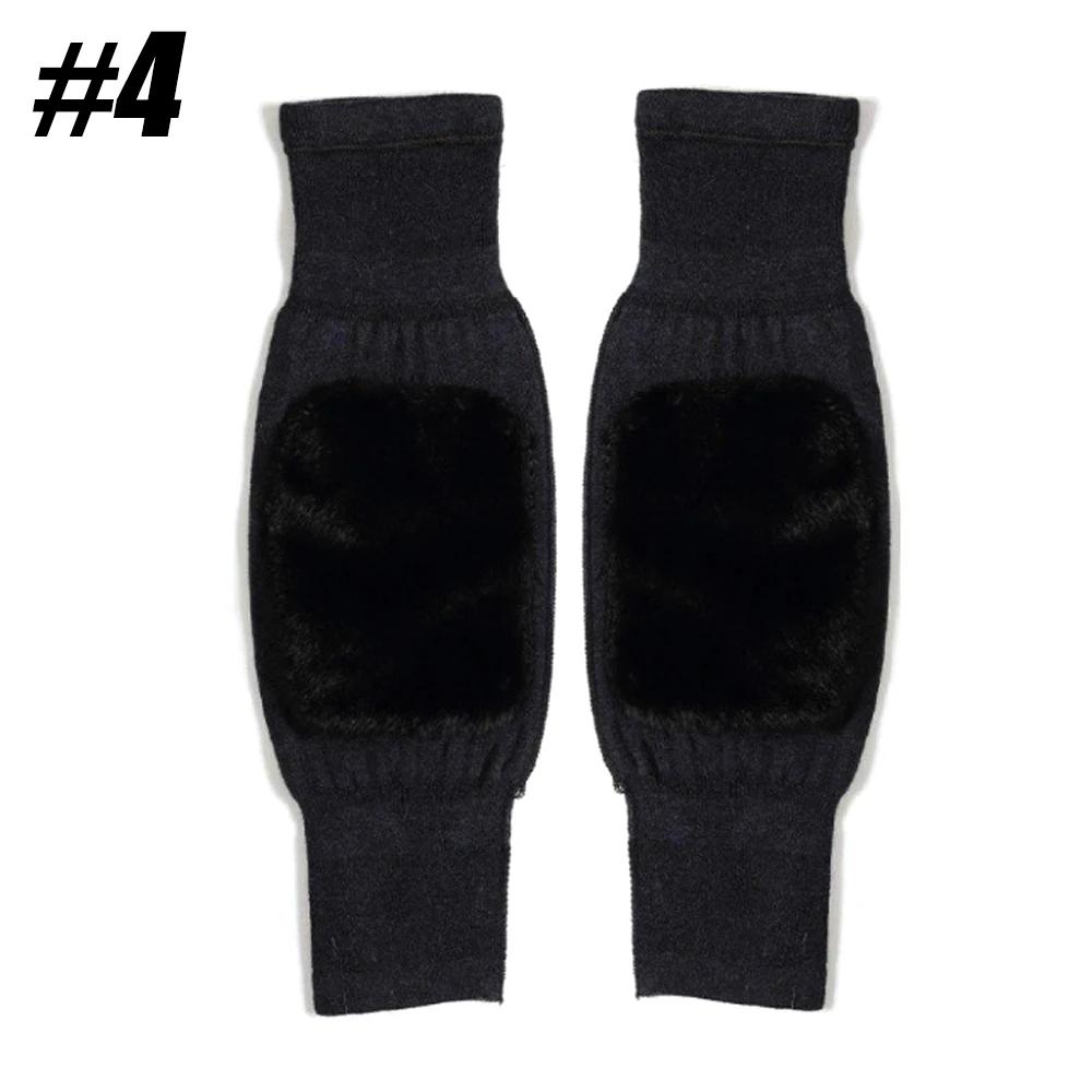 1Pair Winter Cashmere Knee Pads Thick Warm Wool Knee Sleeve For Women And Men High Elastic Non-Slip Plus Velvet Knee Warmer Pads