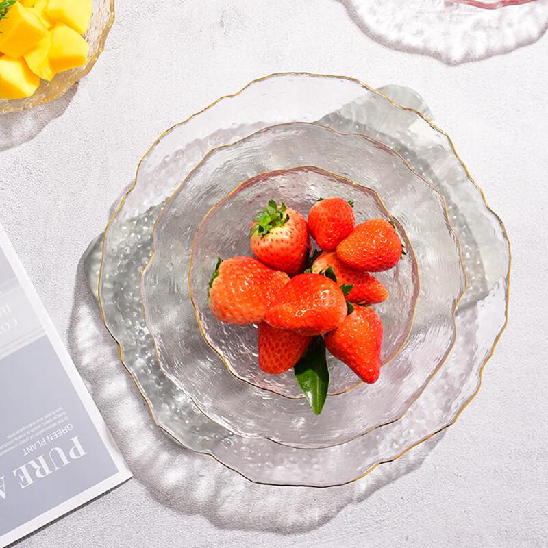 Nordic Gold-Rimmed Glass Fruit Plate