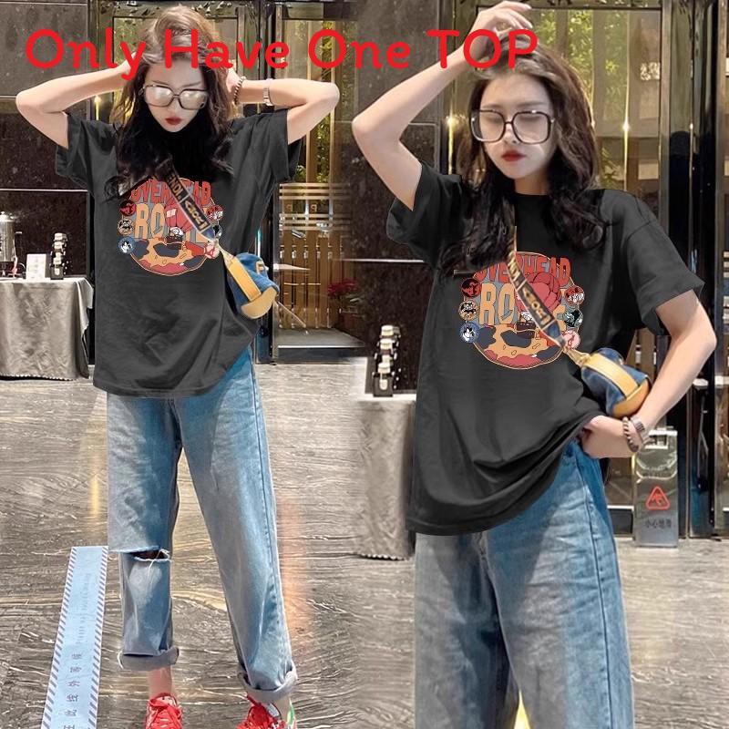 Streetwear T Shirt For Women With Cotton Fabric And Vintage Print For Casual Spring Summer Wear