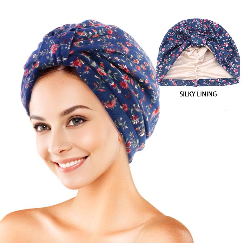 Neuer Turban mit Blumenmuster, plissiert, Beanie mit Knoten, elastisches Stirnband, lässige Kopfbedeckung, elegante Damen-Chemo-Kappe, Bandana-Kopfbedeckung