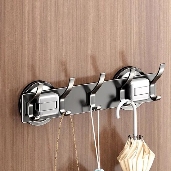 Bathroom Hook with Stable Suction Space Aluminum Tool-Free Installation Wall-mounted Heavy-duty Bathroom Hanger