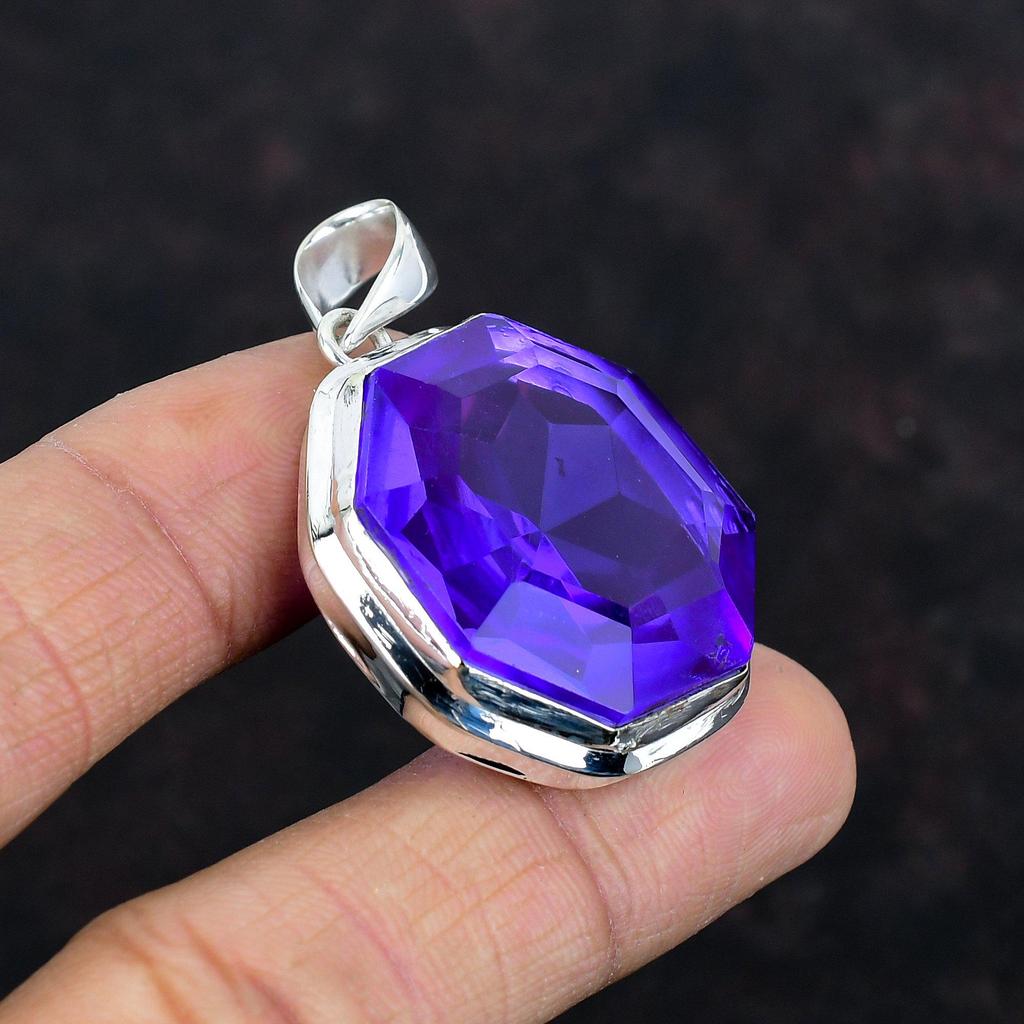 Faceted African Amethyst Pendant Gemstone Pendant Elegant Jewelry 925 Sterling Silver Pendant Handmade Pendant Gifts for Her Silver Jewelry
