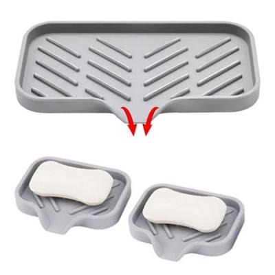 2 Sizes 1pc Silicone Sponge Holder Sink Organizer Caddy Drain Storage Tray for Dish Sponge Soap Dispenser Scrubber