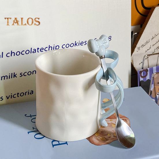 Ceramic Coffee Mug Elegant Tea Cup for Women Festive Bow Drinking Mug with Ribbon Handle Hot Cold Drinking Mug Gifts for Valentine's Birthday