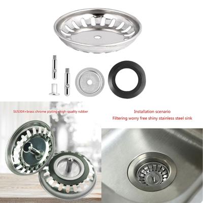 Spülbeckensieb aus Edelstahl, Stopper, Küchenspüle, Filter, Anti-Verstopfungs-Abflusskorb, Ersatz-Spülbeckenzubehör