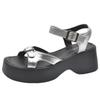 Enhanced Platform 2025 Summer New Soft Leather Heightened Sandals Women's Platform Muffin Wedge Heel Fashionable Versatile Roman Shoes