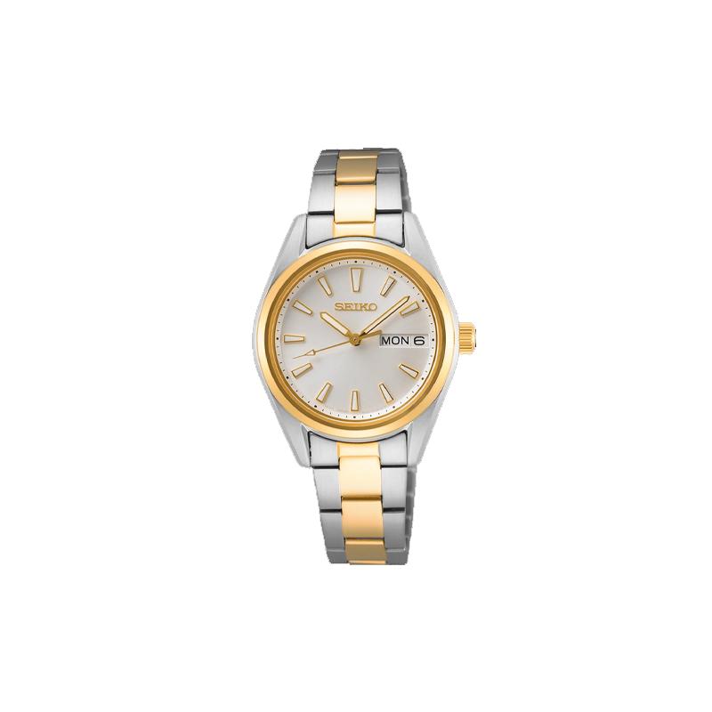 SEIKO 100m waterproof depth Quartz Steel Strap women s watch white dial SUR454 синий