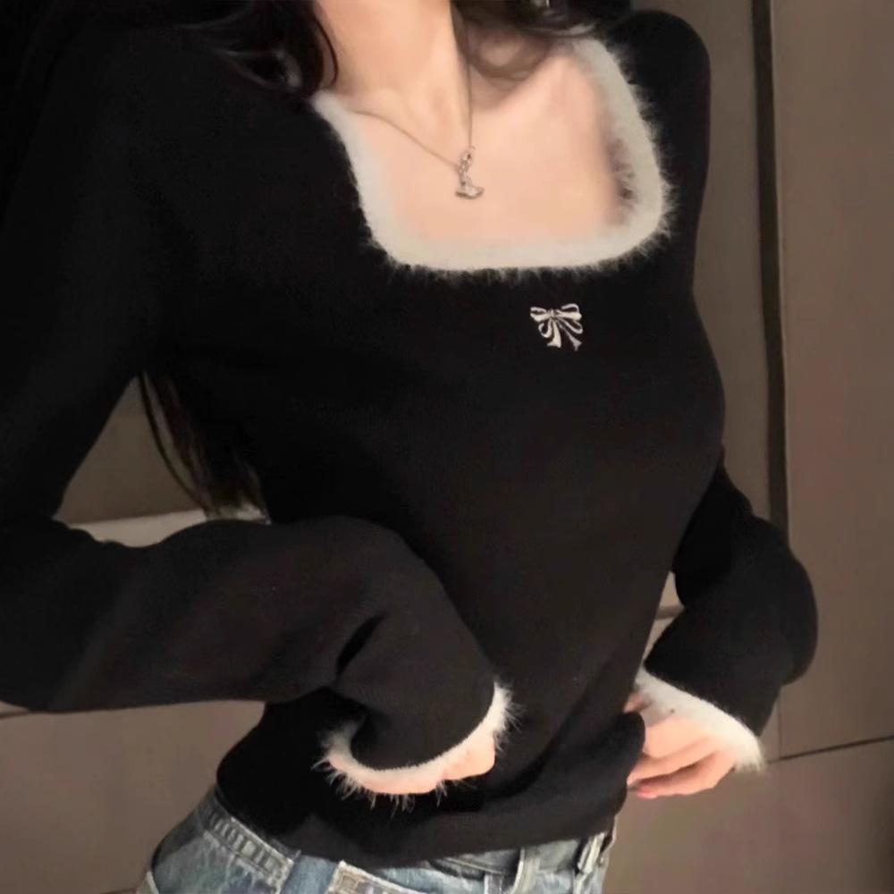 

High-End Women s Knitted Sweater: Autumn Winter Embroidered Base Layer Top One Size [40-58 kg]