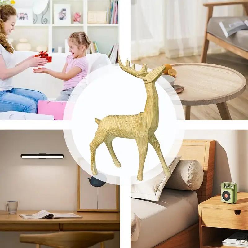 Reindeer Statue Resin Standing Deer Ornaments Creative Imitation Wood Geometric Deer Ornaments Christmas Reindeer Decorations