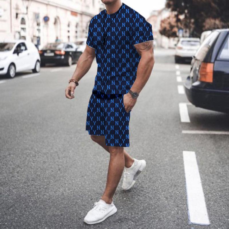 Letter Print Mens Trendy Summer Set T-Shirt And Shorts Set 2 Piece Casual Fashion Streetwear Tracksuit Skateboarding Sportwear