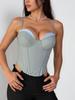 European & American INS-Style Patchwork Color Block Fishbone Chest Shaping Sexy Vest for Women