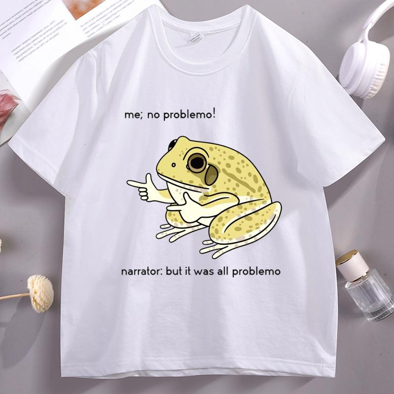 Funny Frog Me No Problemo Tshirt Casual Cotton Short Sleeve Tee Shirt Loose Humor Graphic T Shirts Unisex Women Streetwear Clothes